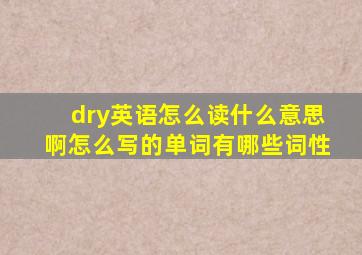 dry英语怎么读什么意思啊怎么写的单词有哪些词性