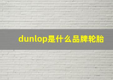 dunlop是什么品牌轮胎