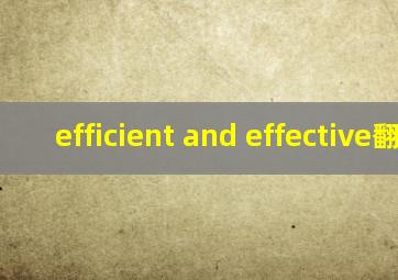 efficient and effective翻译