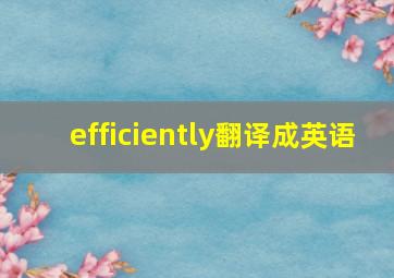 efficiently翻译成英语