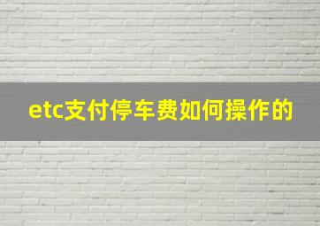 etc支付停车费如何操作的