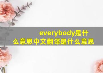 everybody是什么意思中文翻译是什么意思