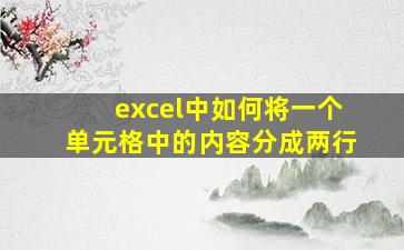 excel中如何将一个单元格中的内容分成两行