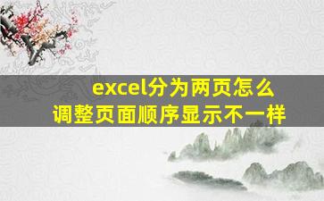 excel分为两页怎么调整页面顺序显示不一样