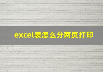 excel表怎么分两页打印