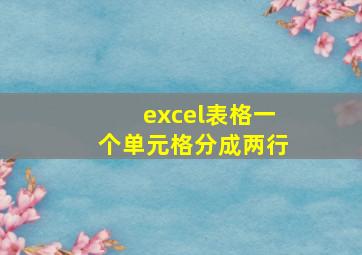 excel表格一个单元格分成两行