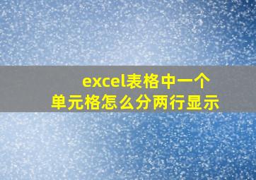 excel表格中一个单元格怎么分两行显示