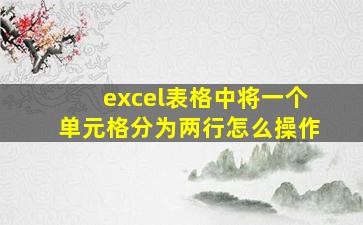 excel表格中将一个单元格分为两行怎么操作