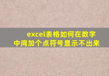 excel表格如何在数字中间加个点符号显示不出来