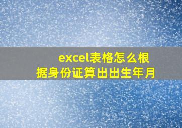 excel表格怎么根据身份证算出出生年月