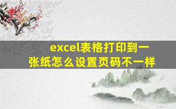 excel表格打印到一张纸怎么设置页码不一样