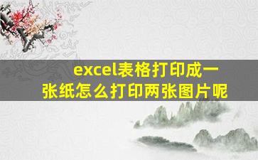 excel表格打印成一张纸怎么打印两张图片呢