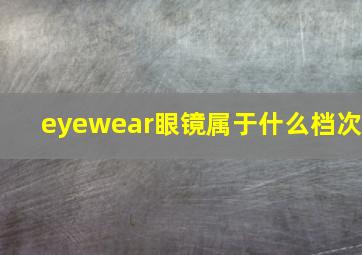 eyewear眼镜属于什么档次