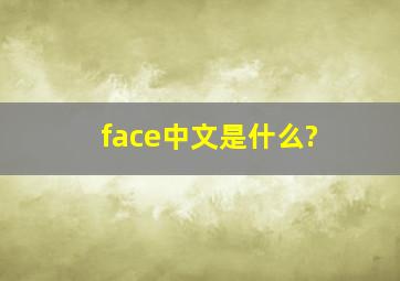 face中文是什么?