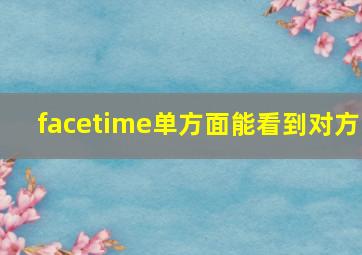 facetime单方面能看到对方