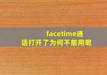 facetime通话打开了为何不能用呢