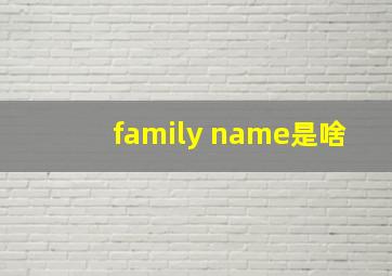 family name是啥