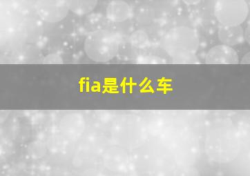 fia是什么车