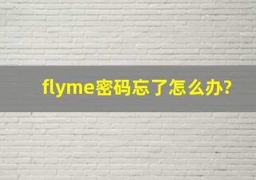 flyme密码忘了怎么办?