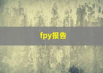 fpy报告