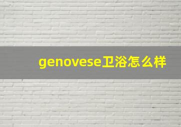 genovese卫浴怎么样