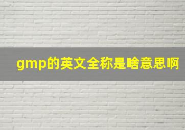 gmp的英文全称是啥意思啊