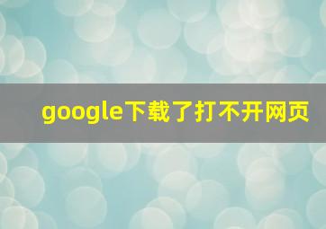 google下载了打不开网页