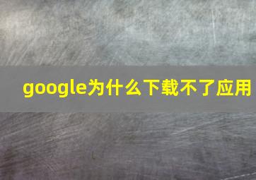 google为什么下载不了应用