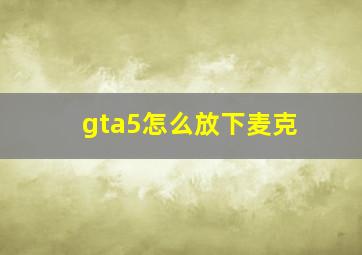 gta5怎么放下麦克