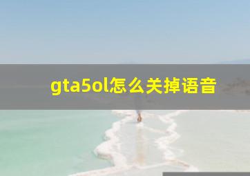 gta5ol怎么关掉语音