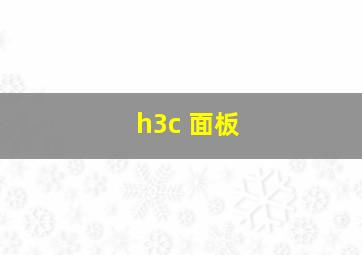 h3c 面板