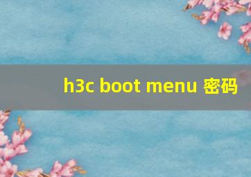 h3c boot menu 密码