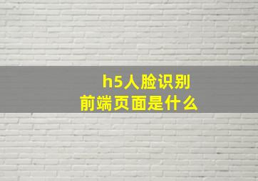 h5人脸识别前端页面是什么