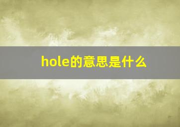 hole的意思是什么