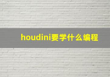 houdini要学什么编程