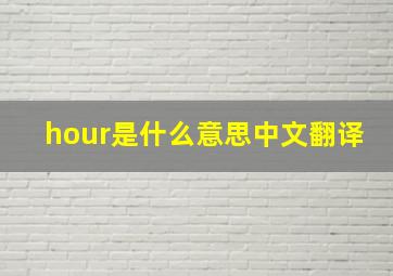 hour是什么意思中文翻译