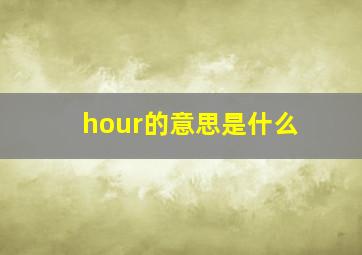 hour的意思是什么