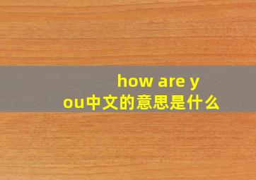 how are you中文的意思是什么