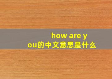 how are you的中文意思是什么