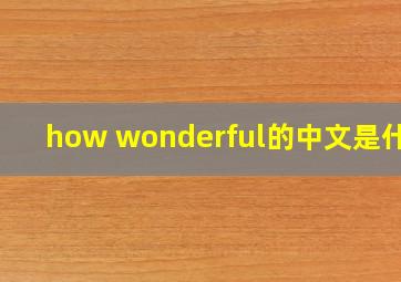 how wonderful的中文是什么