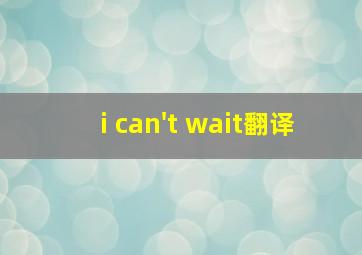 i can't wait翻译