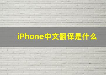 iPhone中文翻译是什么