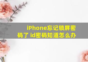 iPhone忘记锁屏密码了 id密码知道怎么办