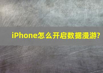 iPhone怎么开启数据漫游?