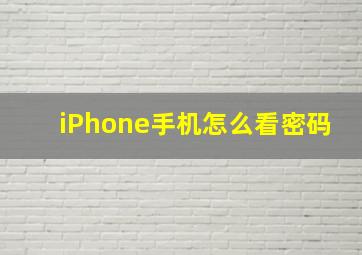 iPhone手机怎么看密码