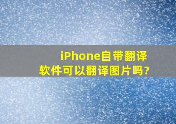 iPhone自带翻译软件可以翻译图片吗?