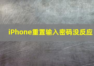 iPhone重置输入密码没反应