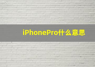 iPhonePro什么意思