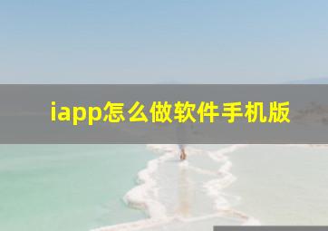 iapp怎么做软件手机版