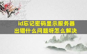 id忘记密码显示服务器出错什么问题呀怎么解决